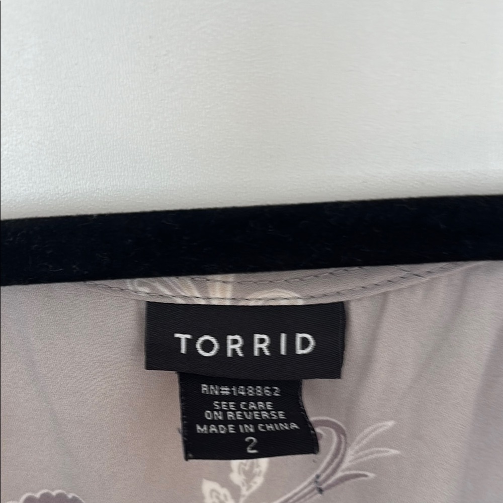 Torrid Gray 3/4 Sleeve Wrap Blouse - Picture 2 of 3